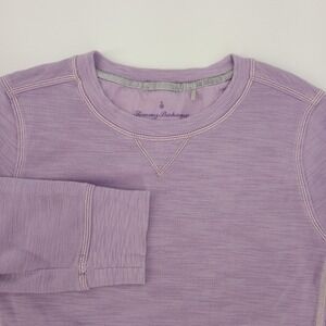 Women's Tommy Bahama Lavender Cotton Blend Crewneck Waffle Sweatshirt Medium